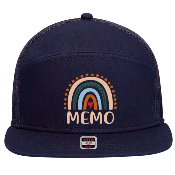 Memo Rainbow Grandma Cute Mothers Day Funny Memo Gift 7 Panel Mesh Trucker Snapback Hat