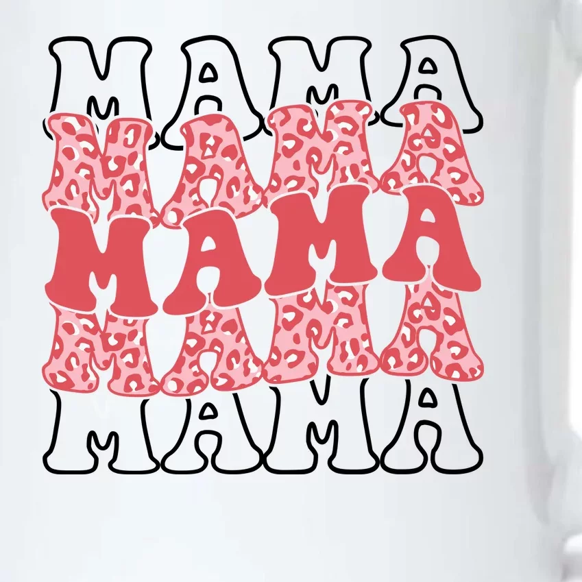 Mama Retro Groovy Cheetah Gift Black Color Changing Mug