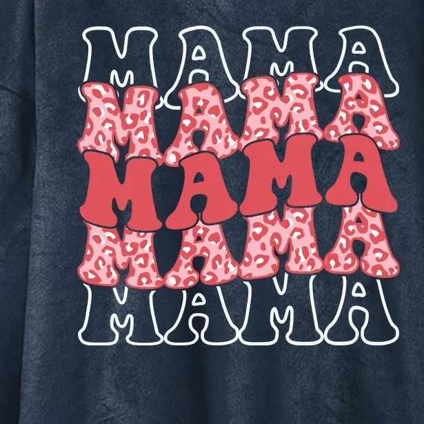 Mama Retro Groovy Cheetah Gift Hooded Wearable Blanket