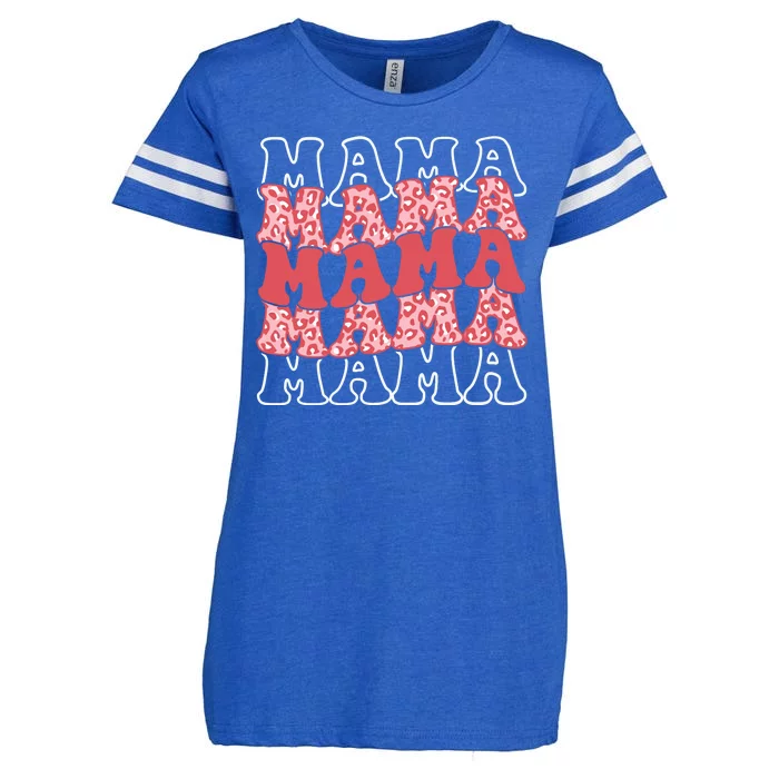 Mama Retro Groovy Cheetah Gift Enza Ladies Jersey Football T-Shirt