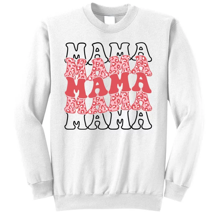 Mama Retro Groovy Cheetah Gift Sweatshirt