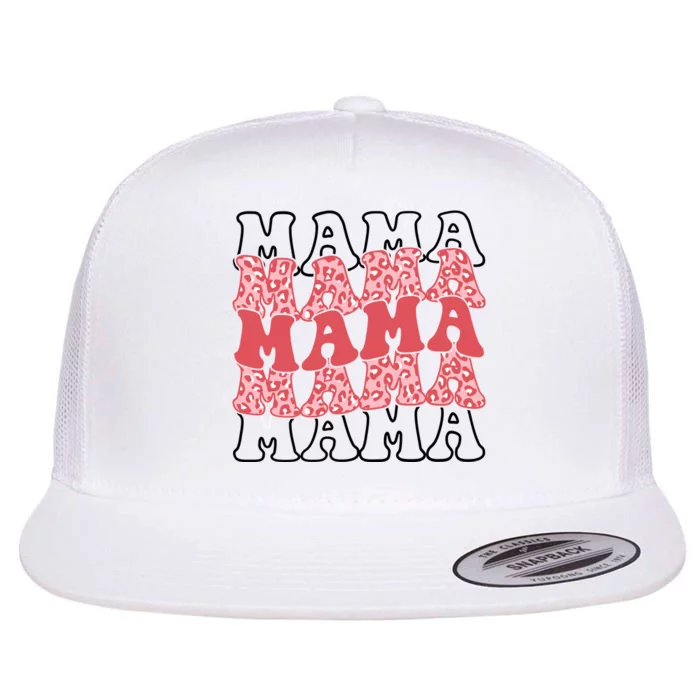 Mama Retro Groovy Cheetah Gift Flat Bill Trucker Hat