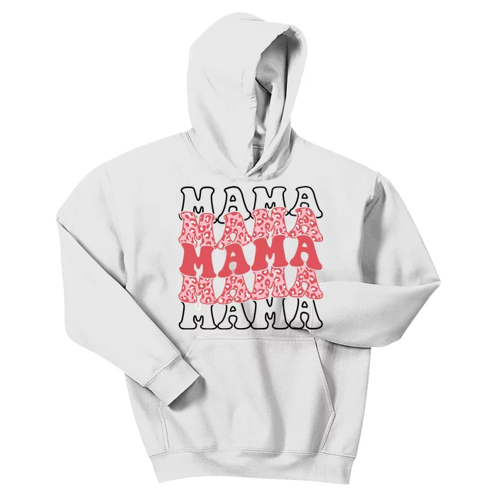 Mama Retro Groovy Cheetah Gift Kids Hoodie