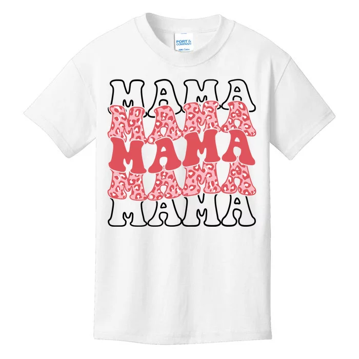 Mama Retro Groovy Cheetah Gift Kids T-Shirt