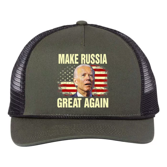 Make Russia Great Again Biden Confused America Funny Gift Retro Rope Trucker Hat Cap