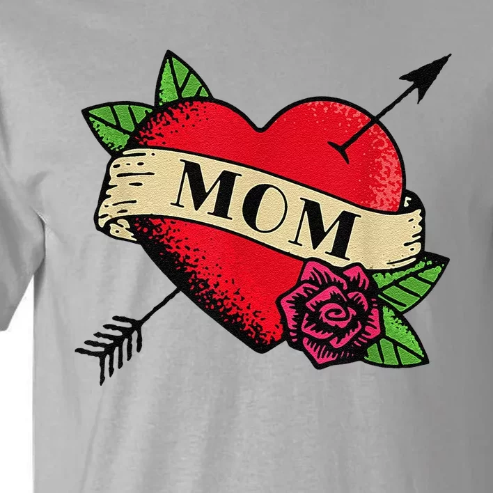 Mom Rose Heart Tattoo Valentines Mothers Day Gift Tall T-Shirt