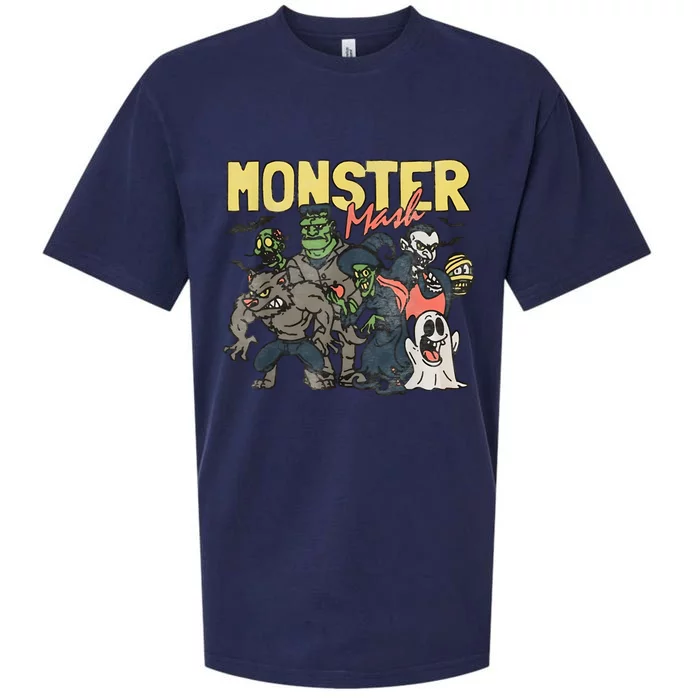 Monster Retro Halloween Funny Monster Spooky Sueded Cloud Jersey T-Shirt