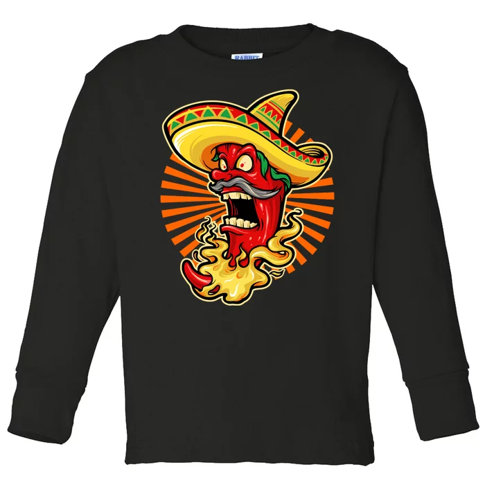 Mexican Red Hot Chili Pepper Toddler Long Sleeve Shirt