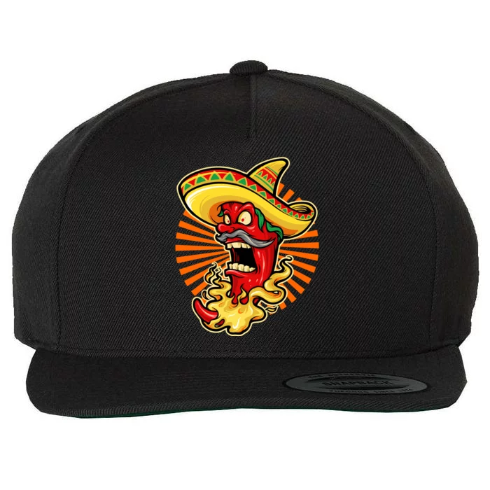 Mexican Red Hot Chili Pepper Wool Snapback Cap