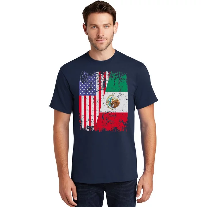 Mexican Roots Half American Flag Mexico Tall T-Shirt