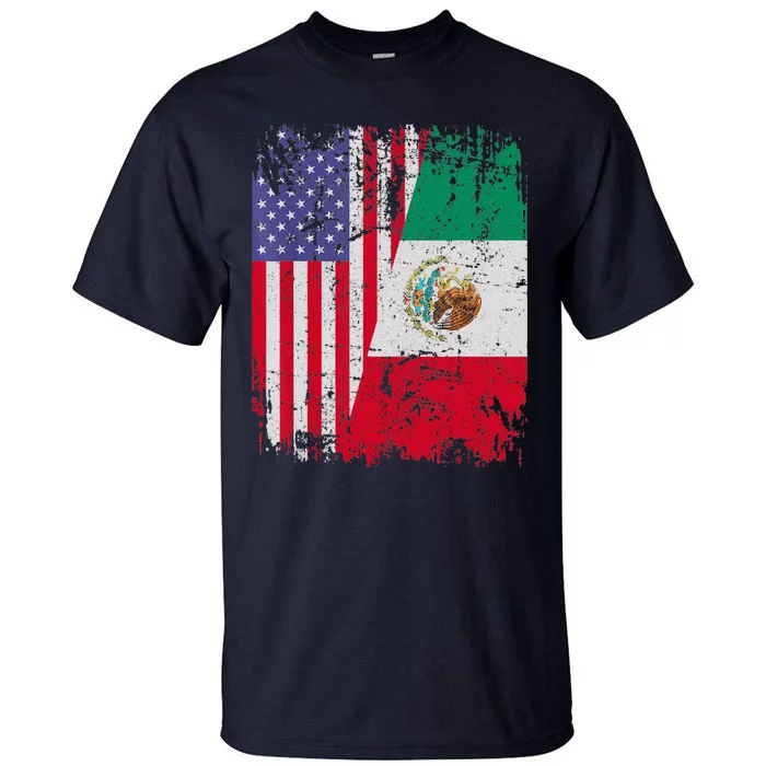 Mexican Roots Half American Flag Mexico Tall T-Shirt