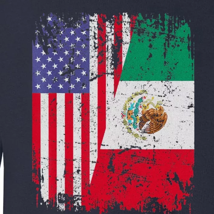 Mexican Roots Half American Flag Mexico Toddler Sweatshirt