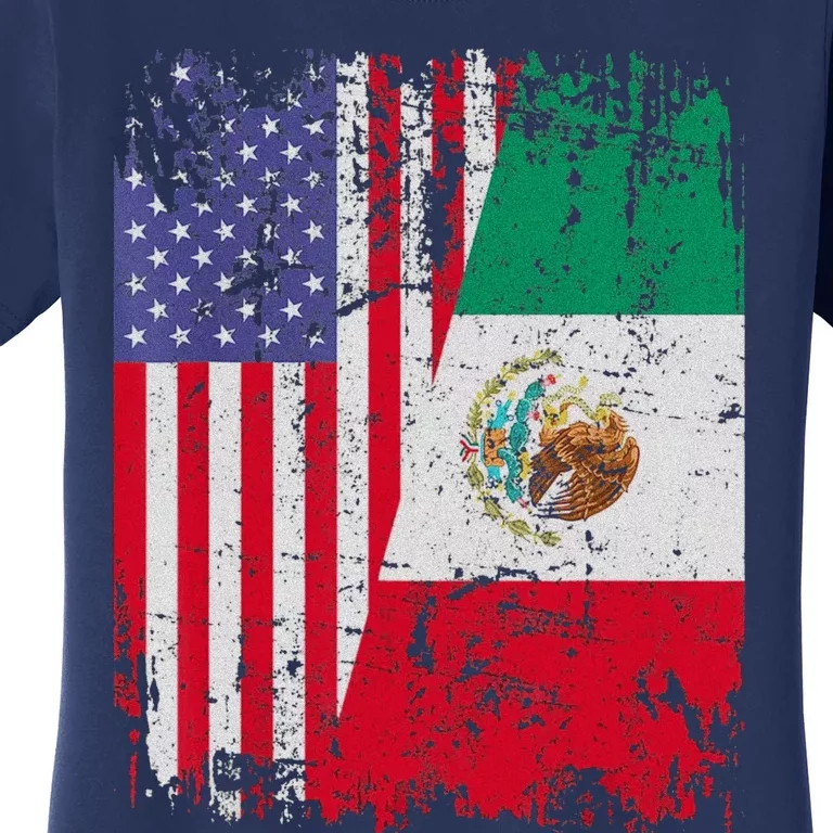 Mexican Roots Half American Flag Mexico Women's T-Shirt