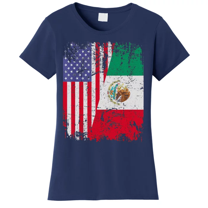 Mexican Roots Half American Flag Mexico Women's T-Shirt