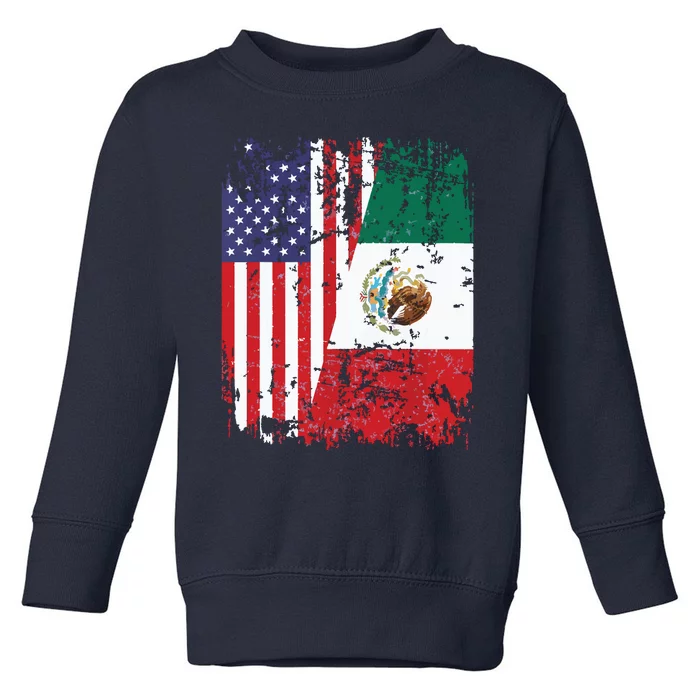 MEXICAN ROOTS Half American Flag MEXICO Toddler Sweatshirt