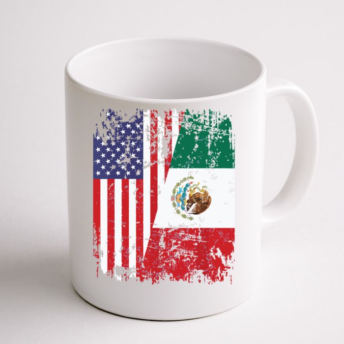 MEXICAN ROOTS Half American Flag MEXICO Front & Back Coffee Mug