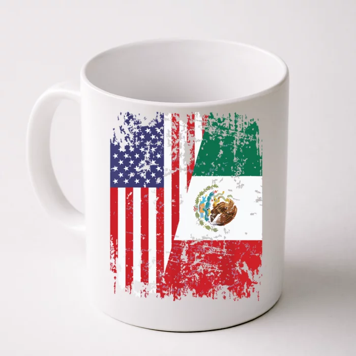 MEXICAN ROOTS Half American Flag MEXICO Front & Back Coffee Mug