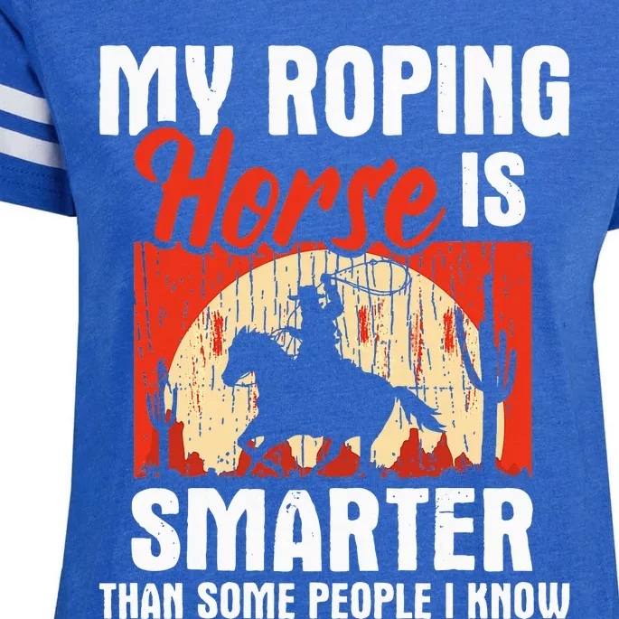 My Roping Horse Is Smarter Header Cowgirl Cowboy Roper Enza Ladies Jersey Football T-Shirt