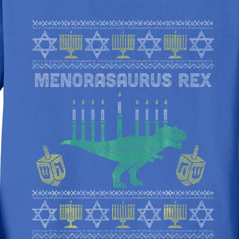 Menorasaurus Rex Hanukkah Jewish Chanukah Gift Kids Long Sleeve Shirt