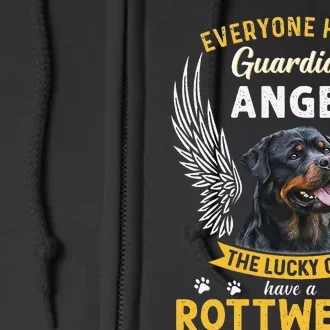 My Rottweiler Is A Guardian Angel Tee Gift Who Loves Pets Full Zip Hoodie