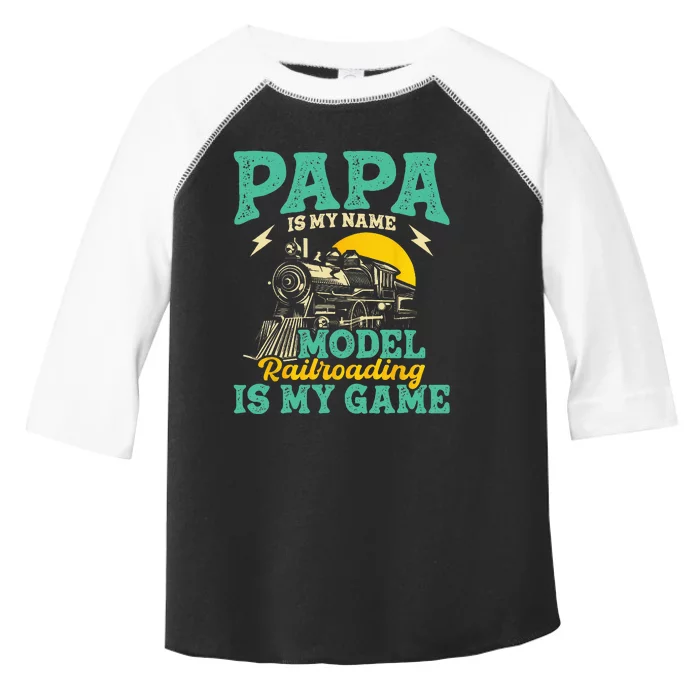 Model Railroading Is My Game Papa Father Train Enthusiast Toddler Fine Jersey T-Shirt