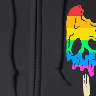 Melting Rainbow Ice Cream Skull Halloween Popsicle Full Zip Hoodie