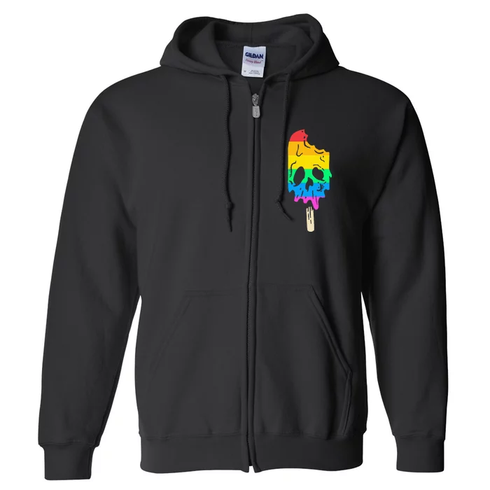 Melting Rainbow Ice Cream Skull Halloween Popsicle Full Zip Hoodie