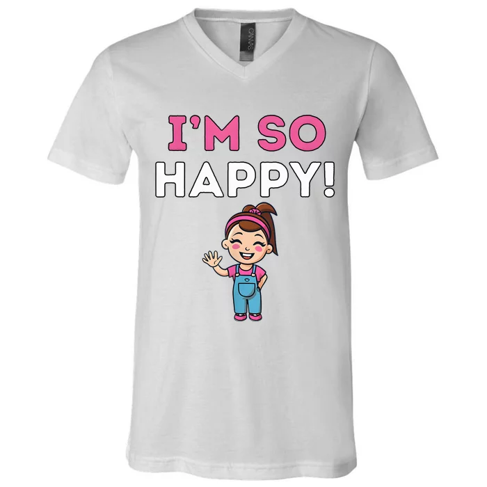 Ms Rachel Im So Happy Preschool V-Neck T-Shirt