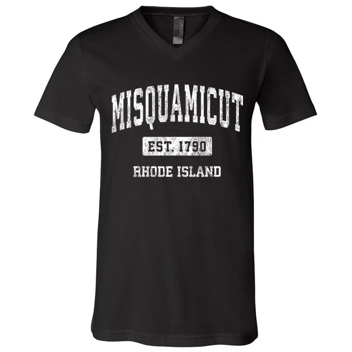 Misquamicut Rhode Island Ri Vintage Athletic Sports V-Neck T-Shirt