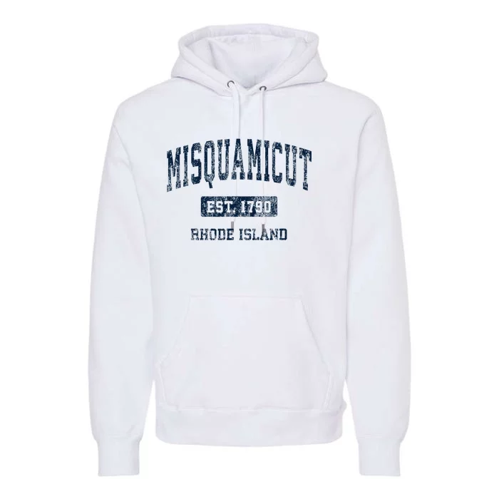 Misquamicut Rhode Island Ri Vintage Athletic Sports Design Premium Hoodie