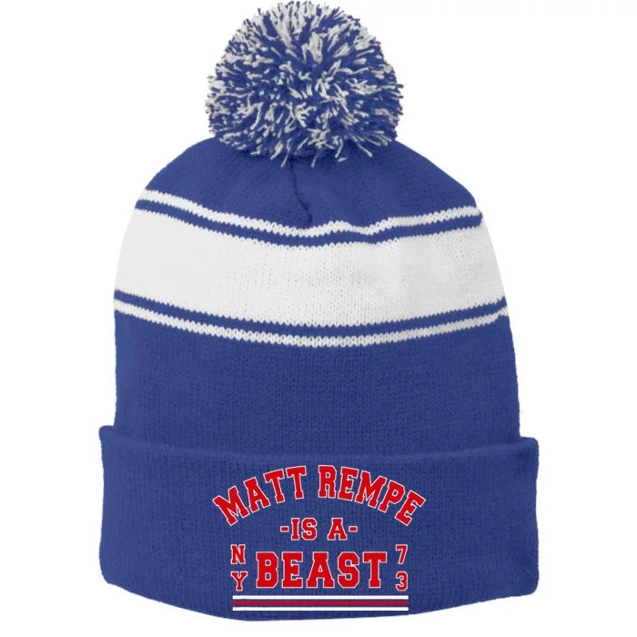 Matt Rempe Is A Beast Stripe Pom Pom Beanie