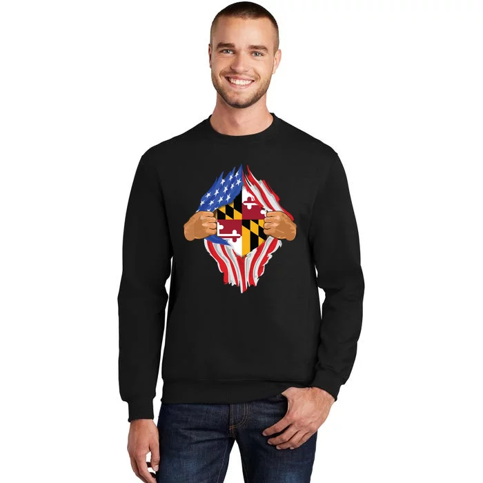 Maryland Roots Inside State Flag American Proud Sweatshirt