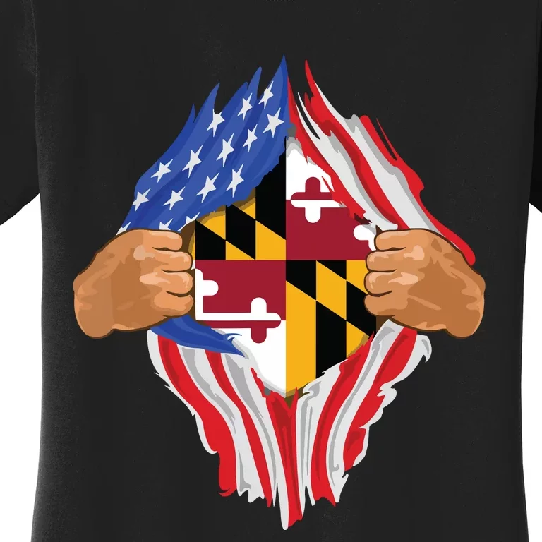 Maryland Roots Inside State Flag American Proud Women's T-Shirt