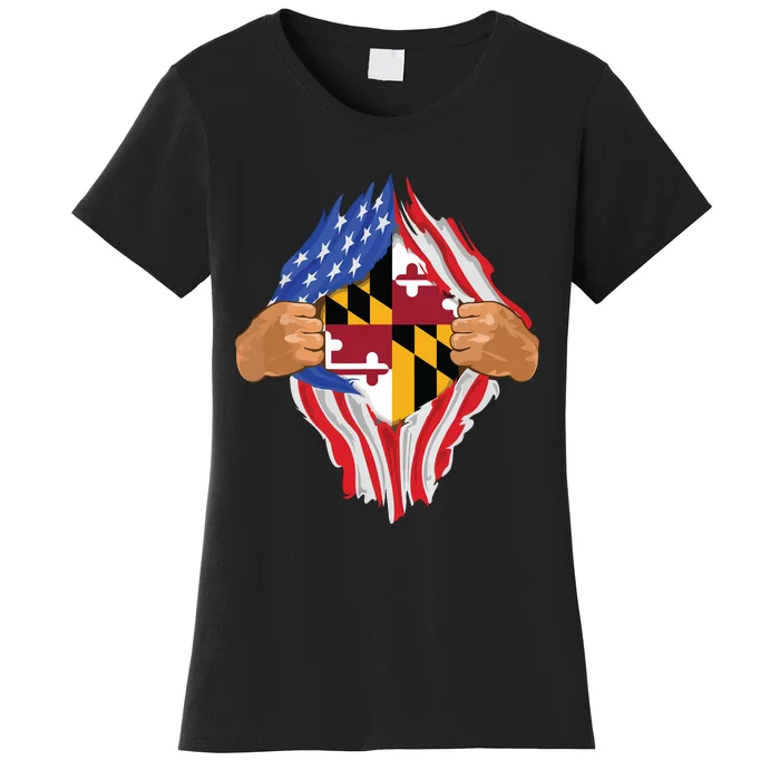 Maryland Roots Inside State Flag American Proud Women's T-Shirt