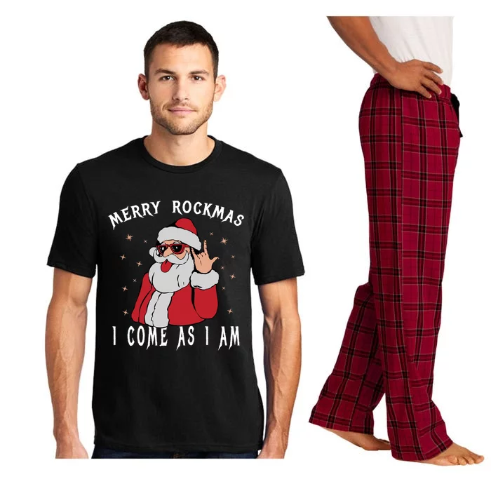 Merry Rockmas I Come As I Am Funny Santa Claus Rock And Roll Gift Pajama Set