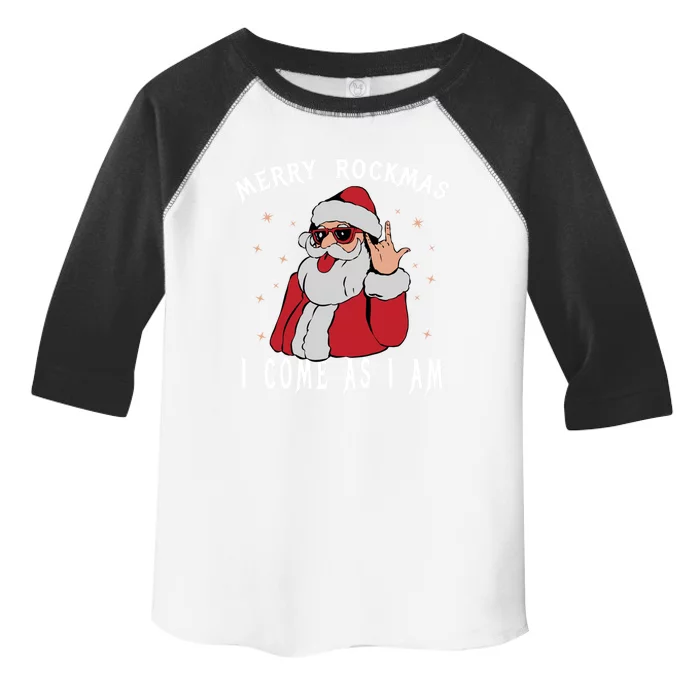 Merry Rockmas I Come As I Am Funny Santa Claus Rock And Roll Gift Toddler Fine Jersey T-Shirt