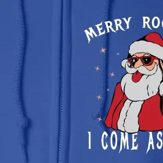 Merry Rockmas I Come As I Am Funny Santa Claus Rock And Roll Cute Gift Full Zip Hoodie