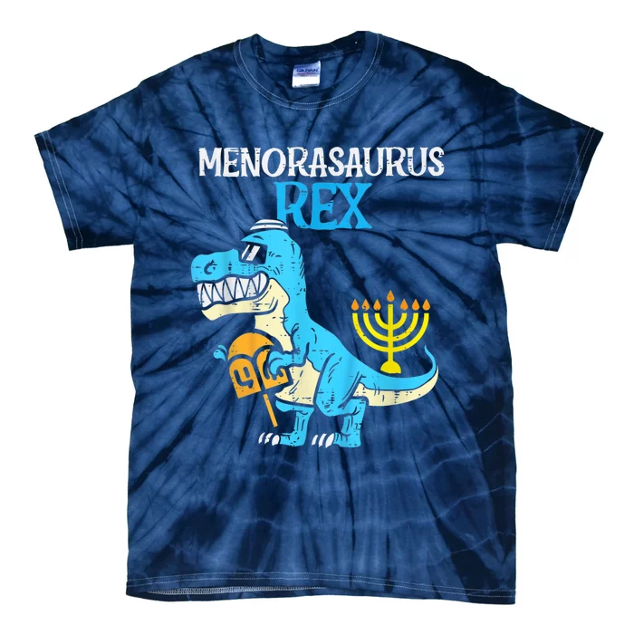 Menorasaurus Rex Jew Dino Trex Toddler Hanukkah Tie-Dye T-Shirt