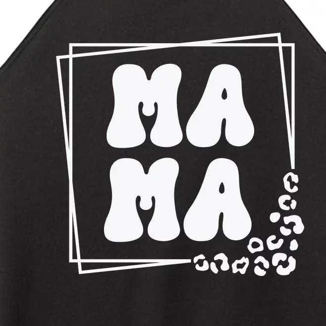 Mama , Retro Leopard Mom Mother's Day Women’s Perfect Tri Rocker Tank