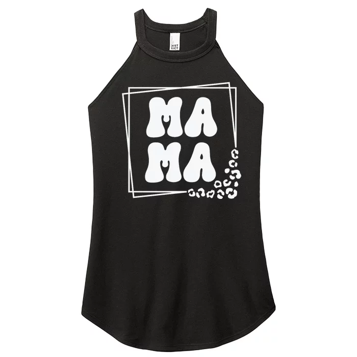 Mama , Retro Leopard Mom Mother's Day Women’s Perfect Tri Rocker Tank