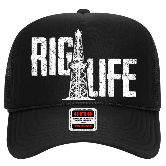 Mens Rig Life Oilfield Oilfield Rig High Crown Mesh Trucker Hat