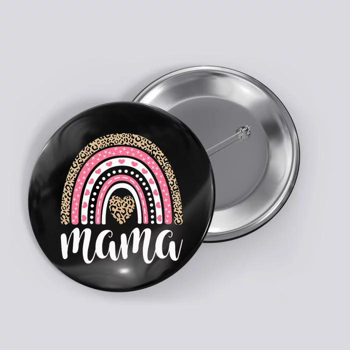 Mama Rainbow Leopard Mothers Day Outfit Cute Mom Button