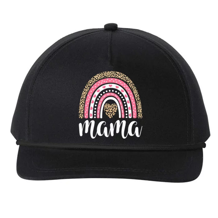 Mama Rainbow Leopard Mothers Day Outfit Cute Mom Snapback Five-Panel Rope Hat