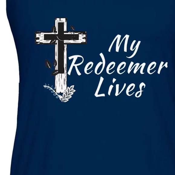 My Redeemer Lives Christian Easter Resurrection Sunday Ladies Essential Flowy Tank