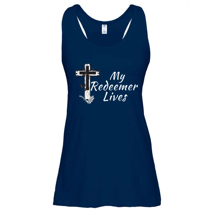 My Redeemer Lives Christian Easter Resurrection Sunday Ladies Essential Flowy Tank