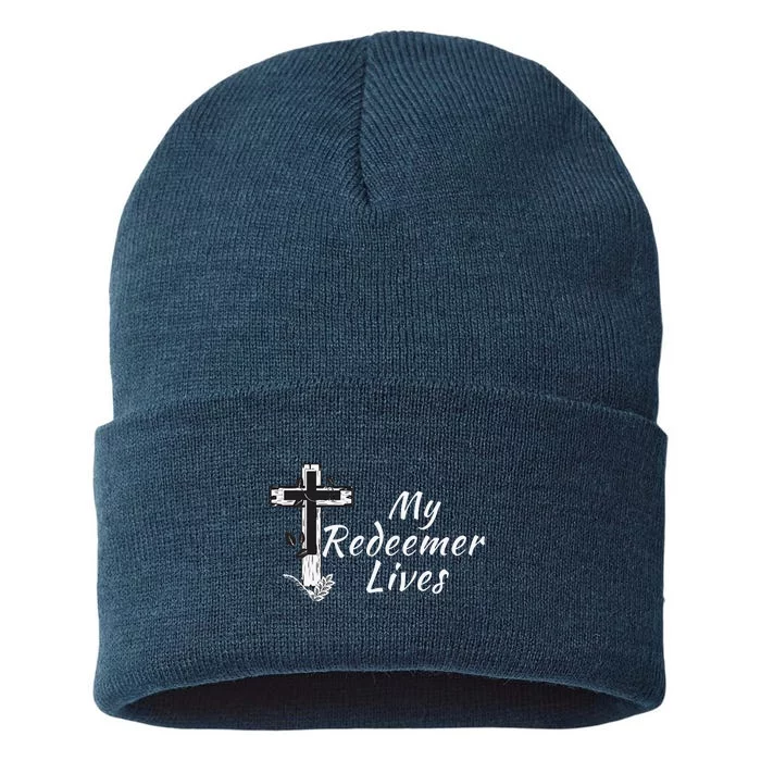 My Redeemer Lives Christian Easter Resurrection Sunday Sustainable Knit Beanie