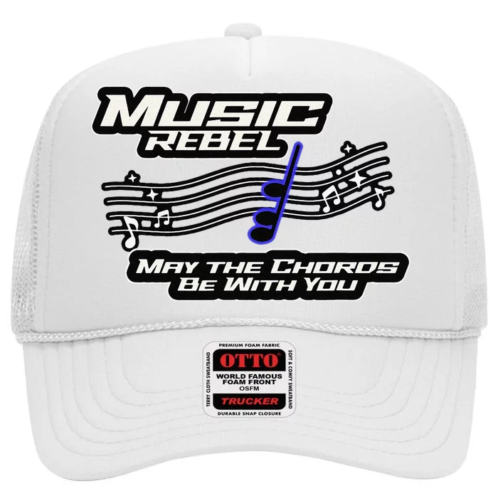 Music Rebel May The Chords Be With You Band Choir Fan High Crown Mesh Trucker Hat