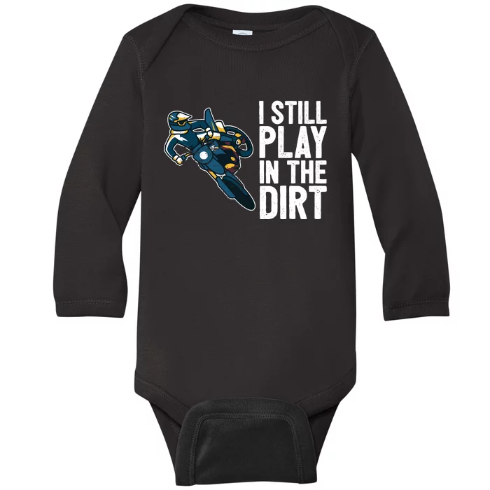 Motocross Rider Motocross Bike Motorcycle Play In The Dirt Baby Long Sleeve Bodysuit