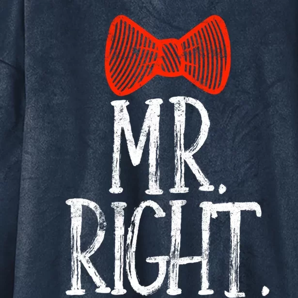 Mr Right Mrs Always Righgift Funny Wedding Gift Hooded Wearable Blanket