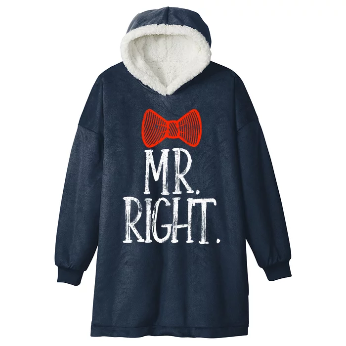 Mr Right Mrs Always Righgift Funny Wedding Gift Hooded Wearable Blanket